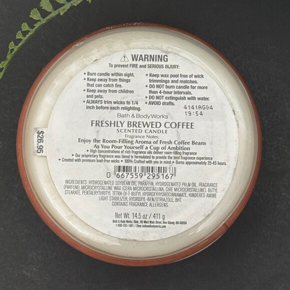 BBW Freshly Brewed Coffee Bath & Body Works 3 Wick Candle - Picture 10 of 10